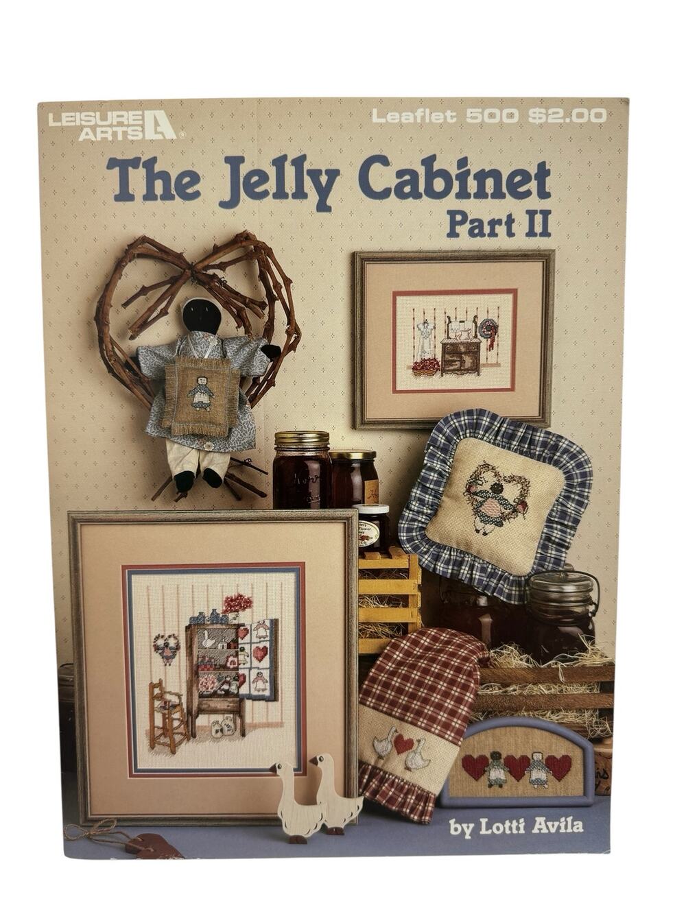 Vintage Jelly Cabinet II Cross Stitch Leaflet #500 Leisure Arts Cottage Country